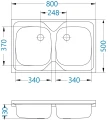 Zlewozmywak Primal 40 nakładany 80 x 50 cm z syfonem len 3838997488733 - Sklep Mrówka - EREM - eremsklep.pl