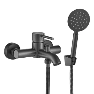 Bateria wannowa ścienna z zestawem natryskowym Noia grafit