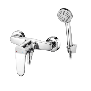 Bateria natryskowa ścienna z zestawem natryskowym Atez chrom