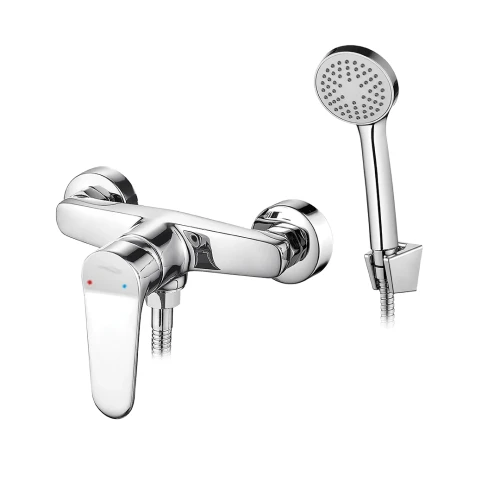 Bateria natryskowa ścienna z zestawem natryskowym Atez chrom 5905358224670 - Sklep Mrówka - EREM - eremsklep.pl