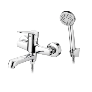 Bateria wannowa ścienna z zestawem natryskowym Atez chrom