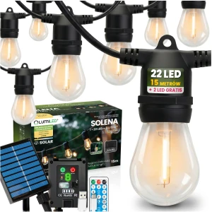 Girlanda solarna Solena 22 x LED 15 m 2700K ciepła + pilot