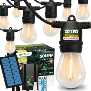 Girlanda solarna Solena 30 x LED 20 m 2700K ciepła + pilot
