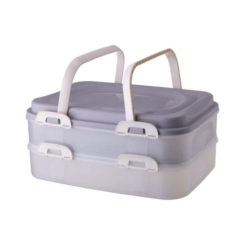 Pojemnik na żywność dwupiętrowy Malwa 39 x 29 x 17,5 cm szary 5905610049300 - Sklep Mrówka - EREM - eremsklep.pl