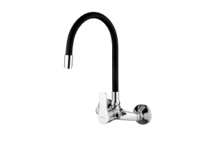 Bateria zlewozmywakowa Verso ścienna z elastyczną wylewką chrom / czarny mat