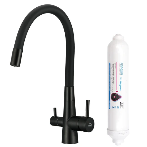 Bateria zlewozmywakowa Riveco stojąca z elastyczną wylewką czarny + system do filtrowania wody 5905358227930 - Sklep Mrówka - EREM - eremsklep.pl