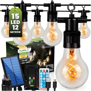 Girlanda solarna Alavas 15 x LED 11,58 m 2200K ciepła + pilot