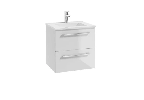 Zestaw łazienkowy szafka z umywalką Pinia 50 cm podwieszana biały połysk 5906365574239 - Sklep Mrówka - EREM - eremsklep.pl