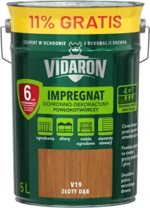 Impregnat ochronno-dekoracyjny powłokotwórczy Złoty Dąb V19 5L Vidaron