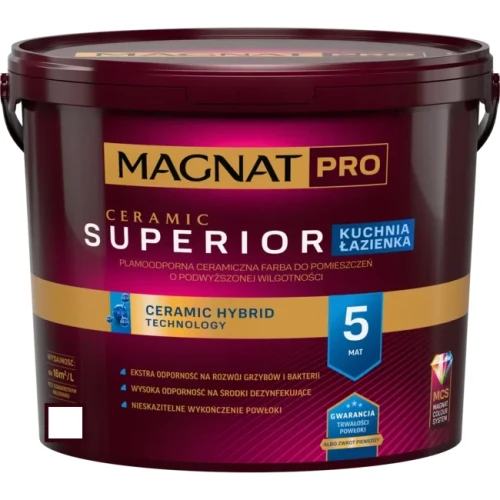 Farba do wnętrz Pro Ceramic Superior Kuchnia Łazienka 5 Baza A 0,9L Magnat 5903973236191 - Sklep Mrówka - EREM - eremsklep.pl