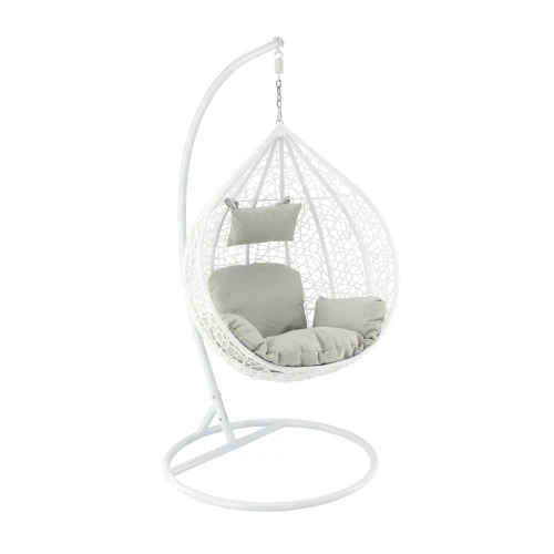 Fotel ogrodowy wiszący biały z szarą poduszką 118x107x68cm 5900779891029 - Sklep Mrówka - EREM - eremsklep.pl