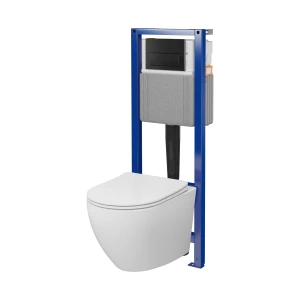 Zestaw podtynkowy z miską WC Desse C677 SYSTEM 40 MECH WHB127 deska DUR przycisk czarny mat Cersanit