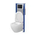 Zestaw podtynkowy z miską WC Desse C677 SYSTEM 40 MECH WHB127 deska DUR przycisk czarny mat Cersanit