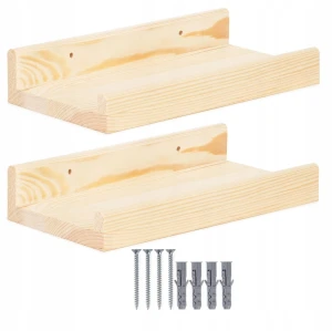 Zestaw półek drewnianych ściennych 30 x 15 cm 2 sztuki