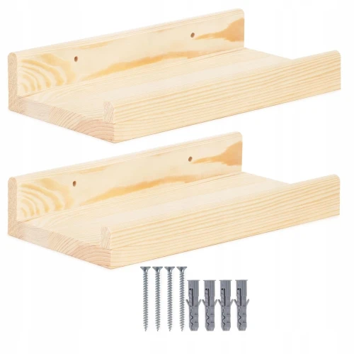 Zestaw półek drewnianych ściennych 30 x 15 cm 2 sztuki 5908455314077