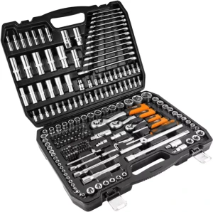 Zestaw kluczy nasadowych 1/2" 1/4" 3/8" 216 elementów w walizce Neo Tools